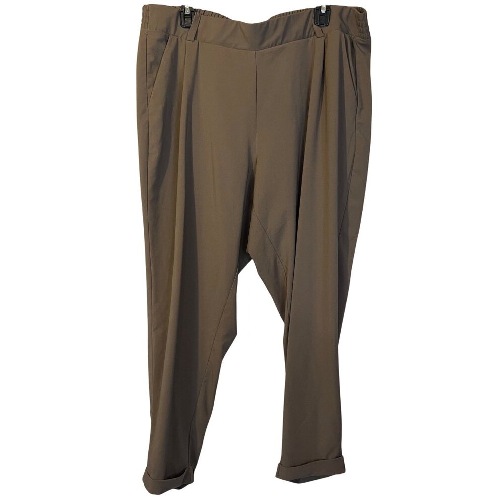 Torrid Brown Elastic Waist Straight Leg Brown Ankleβ Pants 2X Neutral Office